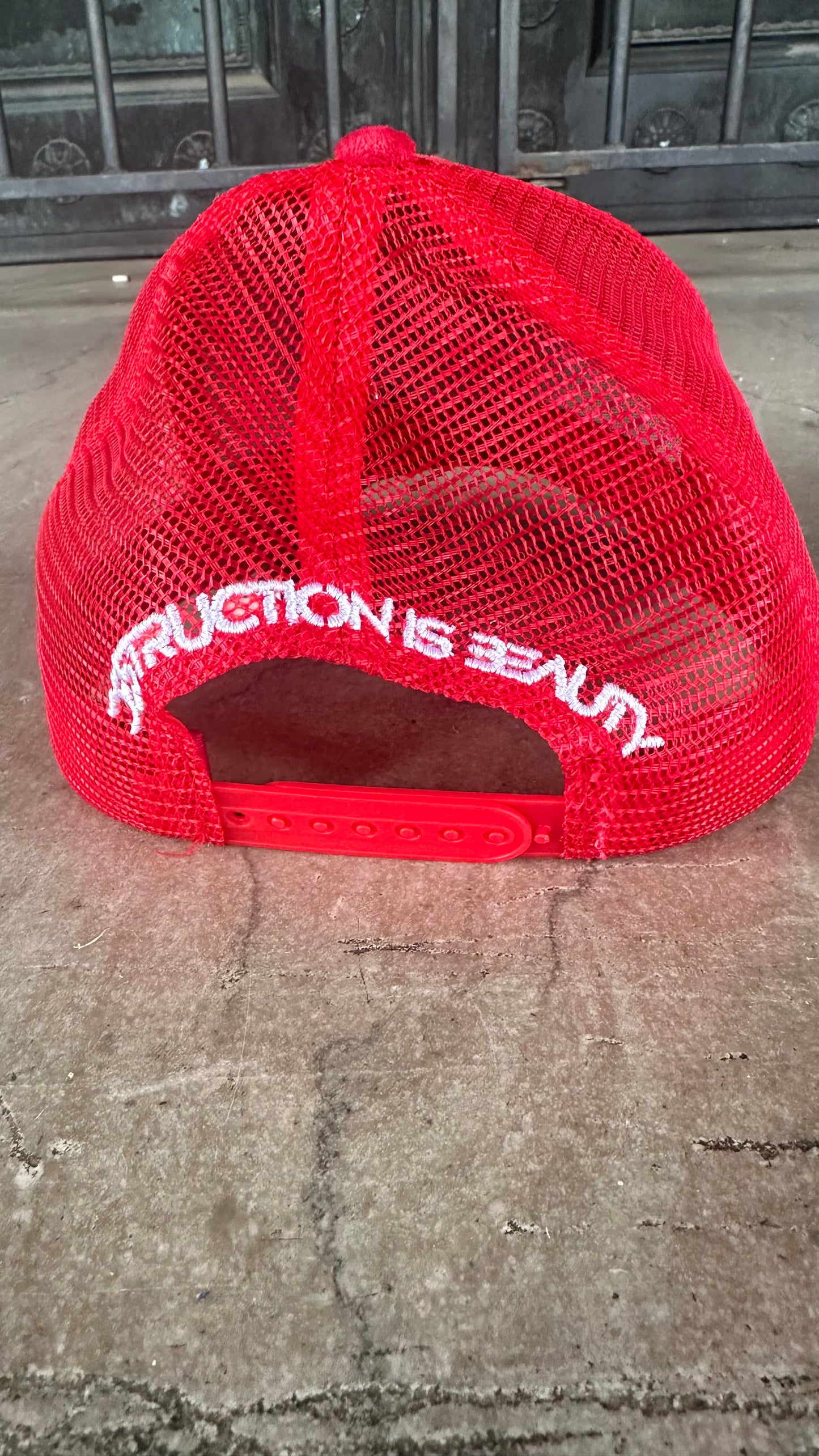 Fire Red Mesh Trucker Hat