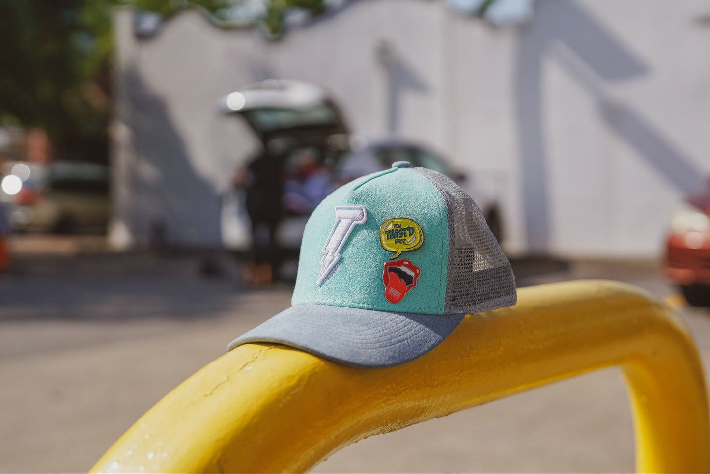 Teal Suede Mesh Trucker
