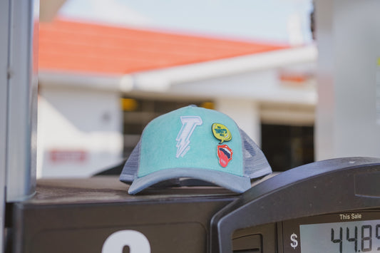 Teal Suede Mesh Trucker